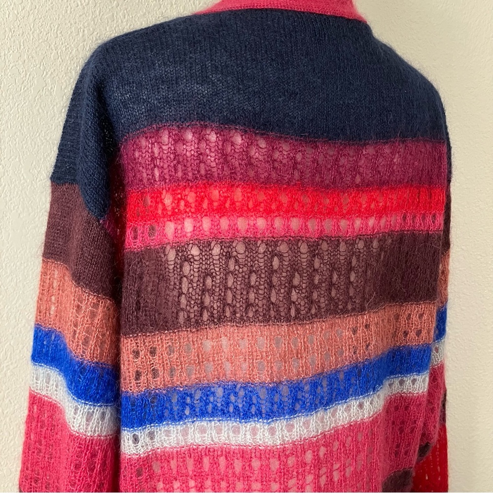 RAG & BONE Oversized Cardigan Sweater M Mohair Silk Stripe Streetwear Bohemian - Picture 12 of 14